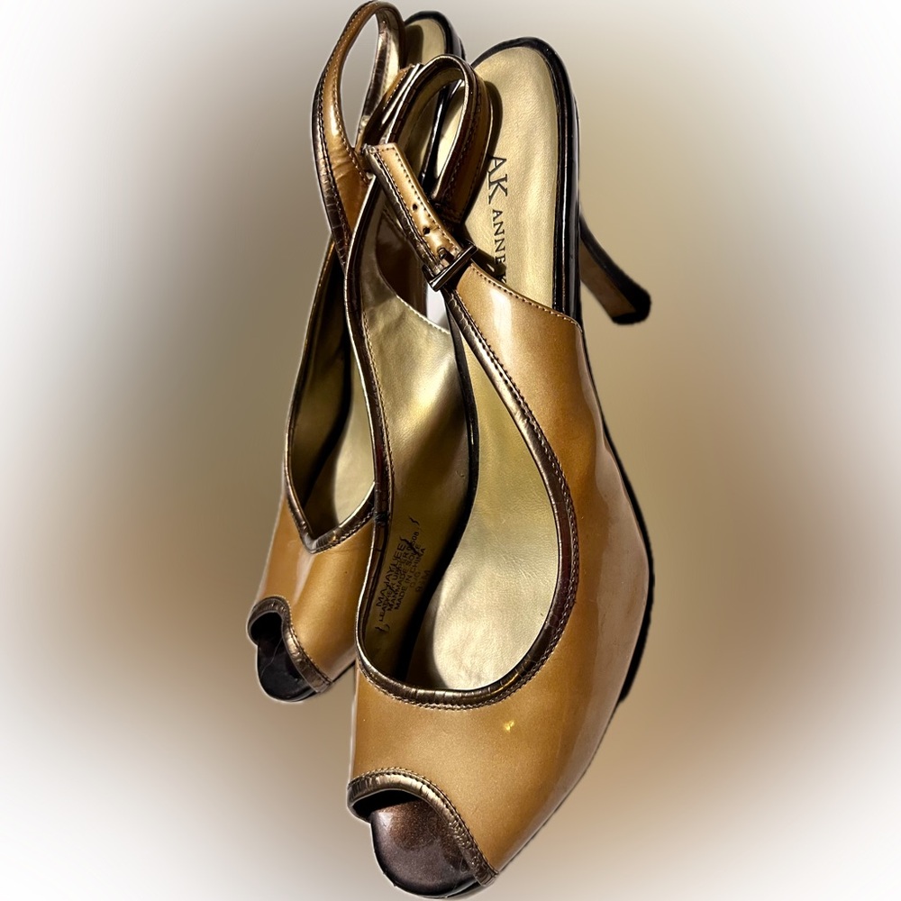 Anne Klein Women's Bronze Peep Toe Heels
